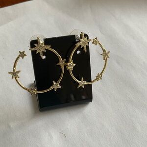 Stella & Dot Gold Starburst Hoop Earrings